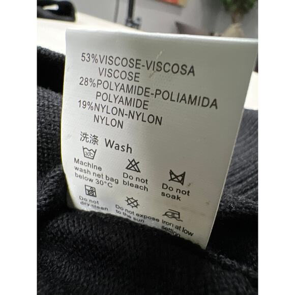 Women's Medium Black Long Sleeve Open Front Hoodie Knit Sweater Cardigan Outwear - Picture 7 of 12